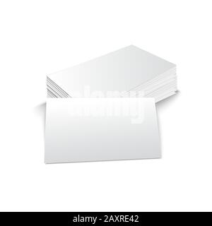 Stack of blank business card on white background with soft shadows. Vector illustration. EPS10. Stock Vector