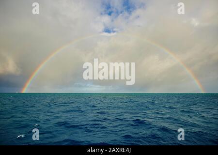 Rainbow over the coral reef of the Great Barrier Reef at Cairns, Queensland, Australia Stock Photo