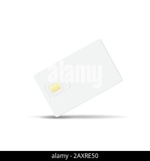 Realistic blank sim cards in minimalistic style on white background. SIM card. Easy to change color mock up vector template Stock Vector