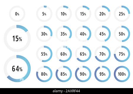 Set of circle 0-100 Percentage diagram ready to use for infographics, web design and ux, ui - Vector Illustration Stock Vector