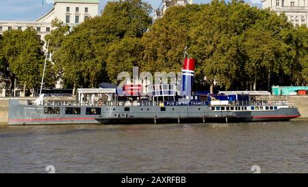 PS Tattershall Castle, River Thames, Victoria Embankment, Whitehall,  London, England. Stock Photo