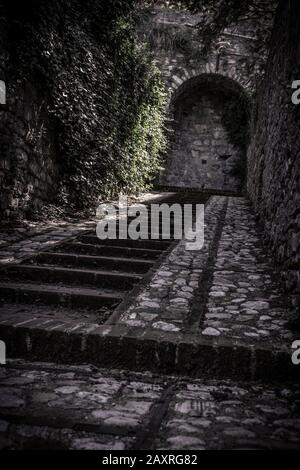 Stairs in Spello, province of Perugia, Umbria, Italy Stock Photo