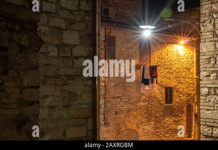 Night in Spello, province of Perugia, Umbria, Italy Stock Photo