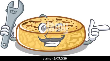 Smart Mechanic crumpets cartoon in character design Stock Vector