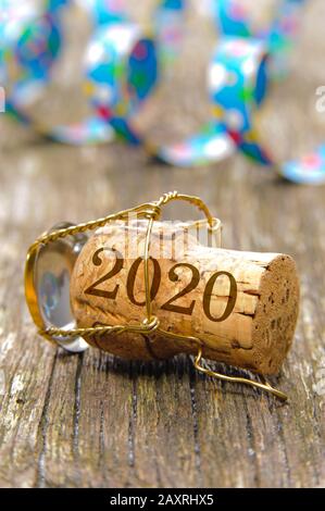 New Year's Eve and New Year 2020, champagne corks, symbol Stock Photo