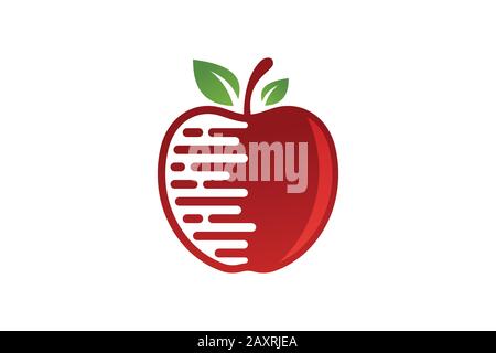 Fast Fresh Apple Fruit Delivery Service Logo, Fresh and healthy identity. Fruit shop design Stock Vector