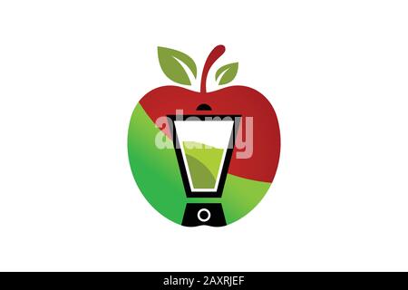 Fresh apple juice vector logo illustration isolated on white background. Fruit vector logo. Cafe bar vector logo design. Apple Juice Food And Drink Stock Vector