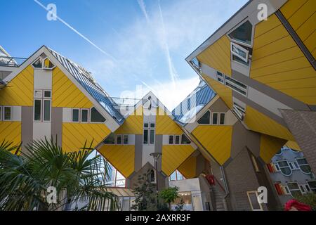 Rotterdam, Netherlands - May 13, 2019: Cube houses are a set of innovative houses built in Rotterdam, Netherlands Stock Photo