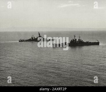 USS Colorado and USS St. Louis, 10 October 1944. Stock Photo