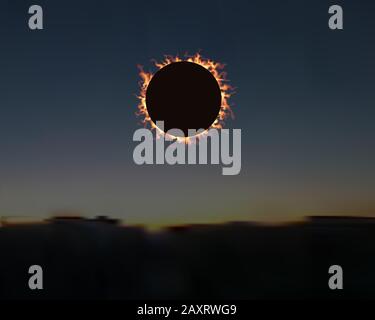Solar eclipse design. Vector illustration. Sun glow. Stock Vector