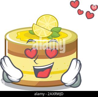 Romantic falling in love lemon cake cartoon character concept Stock Vector