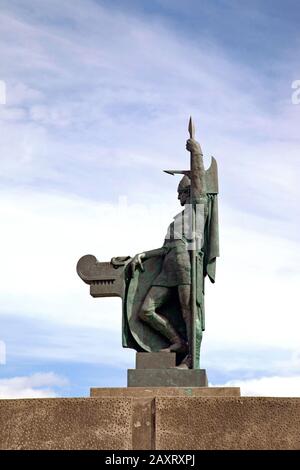 Sculpture, Einar Jonsson, Ingólfur Arnarson, City, Iceland, Reykjavik Stock Photo