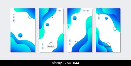 Stories templates. Abstract liquid blue vector covers for social media. Vertical trendy promo banners Stock Vector