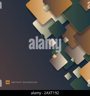 Abstract 3D modern geometric squares pattern futuristic on blue background. Vector illustration Stock Vector