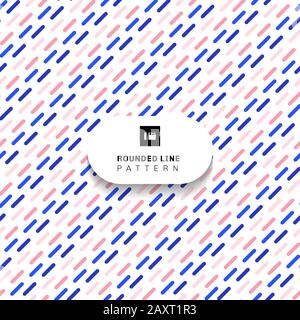 Abstract pink and blue rounded line diagonal pattern on white background. Vector illustration Stock Vector