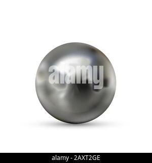 Realistic glossy steel ball with glares and reflection isolated on white Stock Vector