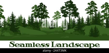 Seamless Landscape with Trees Stock Vector