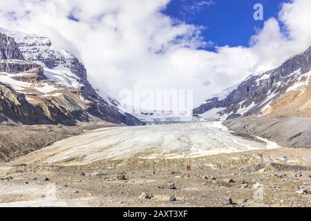 View of Athabasca Glacier at the Icefields Parkway, Alberta, Canada Stock Photo