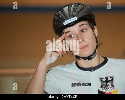 12 February 2020, Brandenburg, Frankfurt (Oder): Pauline Sophie Grabosch, Theed Project Cycling, photographed at the Media Day of the German Cyclists' Federation (BDR) in the Olympic railroad base in the Oderlandhalle. Photo: Patrick Pleul/dpa-Zentralbild/ZB Stock Photo