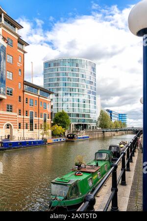 Valentine Bridge and The Eye building at Temple Quay, Bristol, United Kingdom Stock Photo