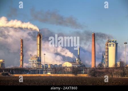 Factory with air pollution Stock Photo
