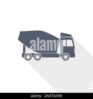 Concrete mixer, truck, vehicle conept flat design illustration Stock Vector