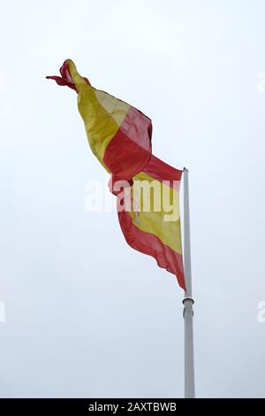 The biggest flag of Spain is in the Plaza del Descubrimiento Madrid Stock Photo