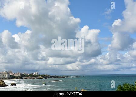 View of the atlantic ocean and the French city of Biarritz Stock Photo