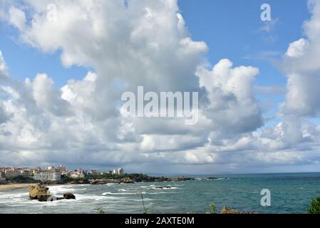 View of the atlantic ocean and the French city of Biarritz Stock Photo