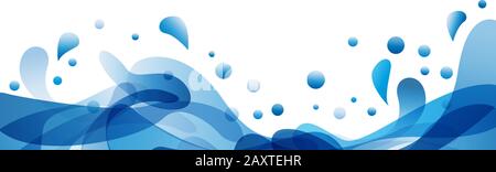 Summer background and banner with water, splash and waves in vector abstract shape Stock Vector