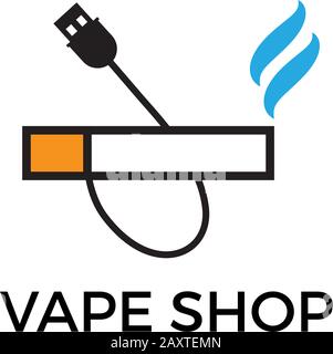 Vape shop sign, vector electronic cigarette illustration Stock Vector