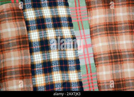 background multicolored old wool blanket stitched cell Stock Photo