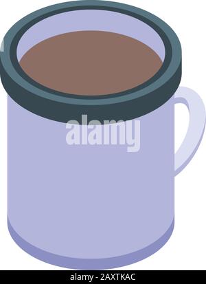 Thermos cocoa mug icon, isometric style Stock Vector