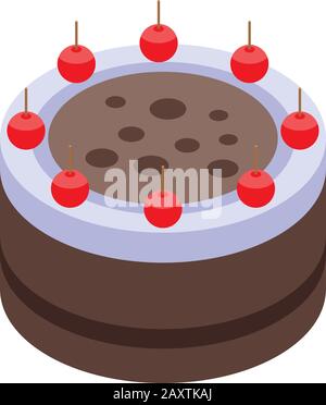 Cocoa cake icon, isometric style Stock Vector