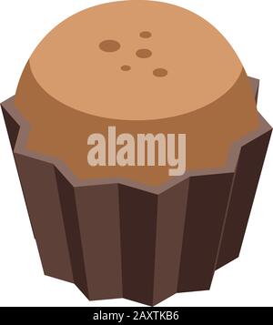 Cocoa cupcake icon, isometric style Stock Vector