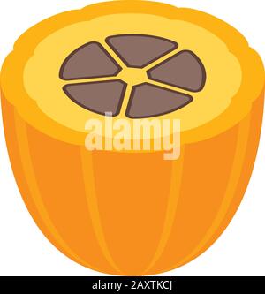 Half cocoa fruit icon, isometric style Stock Vector