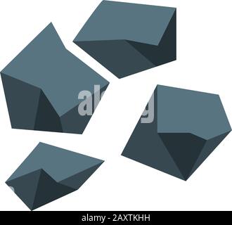 Black coal icon, isometric style Stock Vector