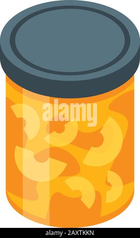 Peach jam jar icon, isometric style Stock Vector