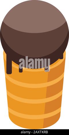 Chocolate ice cream icon, isometric style Stock Vector