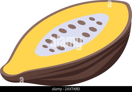 Cutted cocoa fruit icon, isometric style Stock Vector