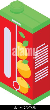 Juice peach pack icon, isometric style Stock Vector