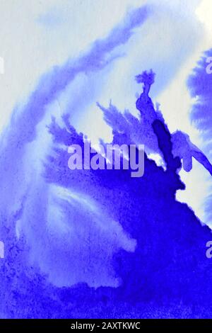 Abstract purple blue background with paint divorces. Vortex of chaos, disorder Stock Photo