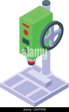 Factory drilling machine icon, isometric style Stock Vector