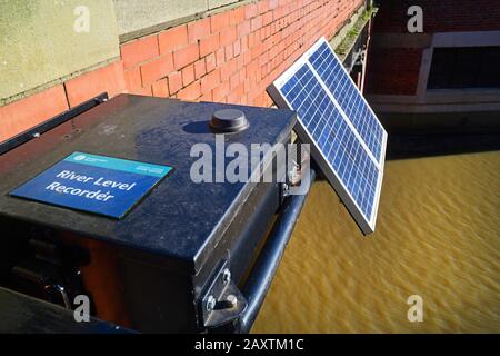 environment agency solar powered river level recording instrument york united kingdom Stock Photo