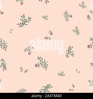 ditsy floral seamless vector pattern in muted vintage colors Stock Vector