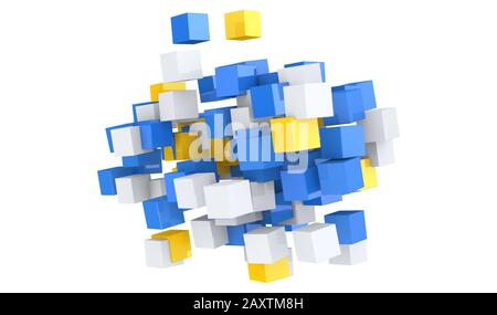 Illustration of digital cloud computing on a white background Stock Photo