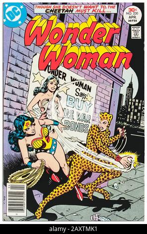 ‘Wonder Woman’ DC Comics Issue 230 published 1 April 1977 story by Martin Pasko, cover artwork by José Luis García-López. The Claws of the Cheetah! The Cheetah tries to discover the secret identity of Wonder Woman. Stock Photo