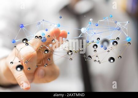 Person presenting the virtual projection of a digital cloud Stock Photo