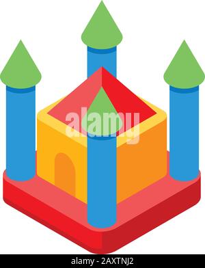 isometric inflatable castle cartoon vector illustration Stock Vector ...