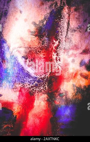 Mixing of paints of different colors on a white paper. Abstract colorful background, base Stock Photo